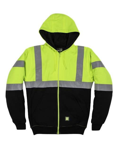 Men's Hi-Vis Class 3 Color Block Full-Zip Hooded Sweatshirt