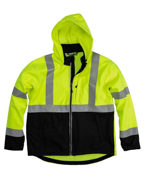 Men's Tall Hi-Vis Class 3 Hooded Soft Shell Jacket
