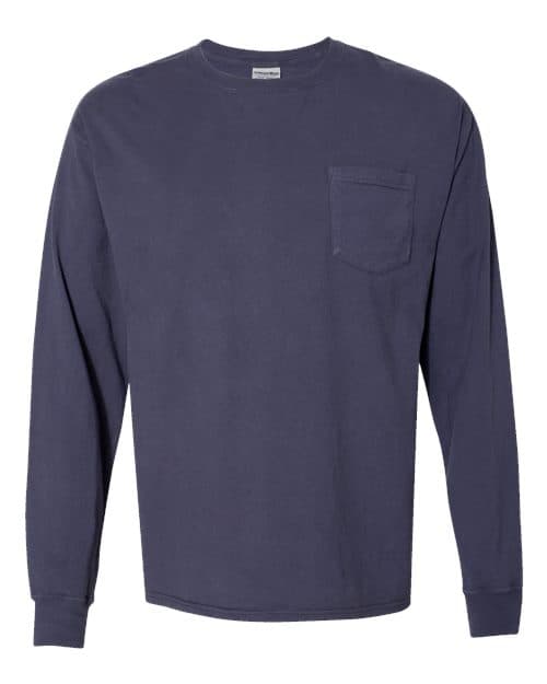 Unisex Garment-Dyed Long Sleeve T-Shirt With a Pocket