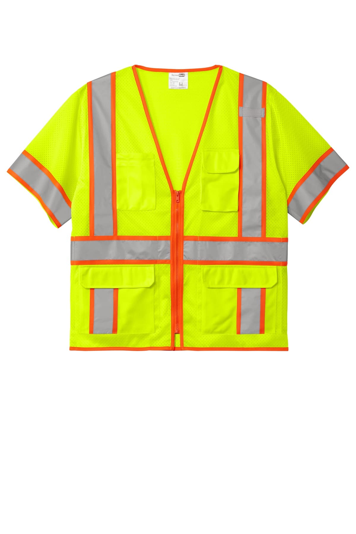 CornerStone ANSI 107 Class 3 Surveyor Mesh Zippered Two-Tone Short Sleeve Vest