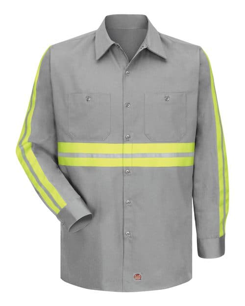 Men's Enhanced Visibility Long Sleeve Cotton Work Shirt