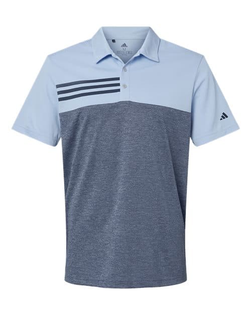 Men's Heathered Colorblocked 3-Stripes Polo